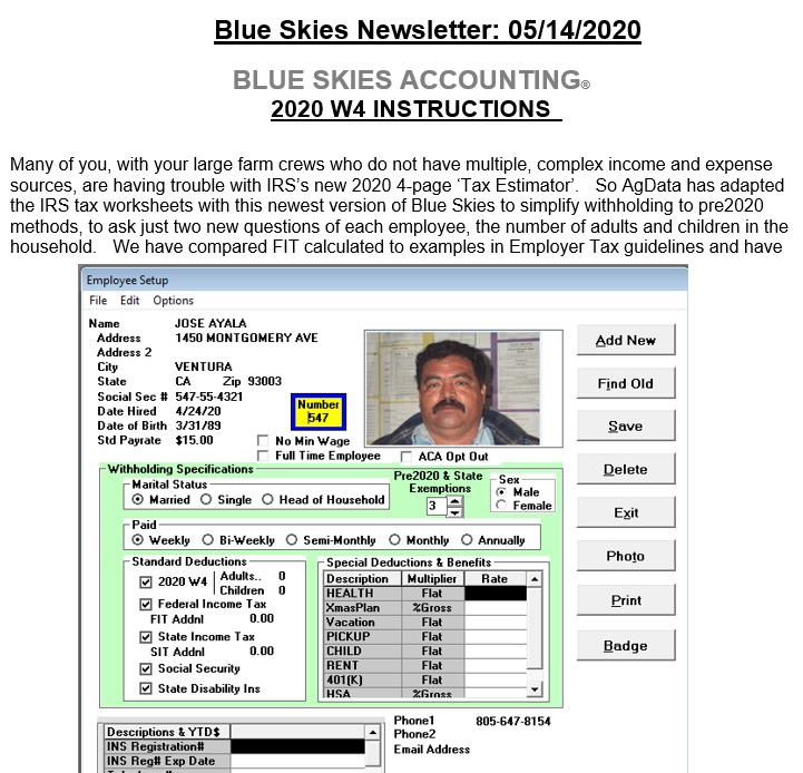 Blue Skies Accounting® for Agriculture